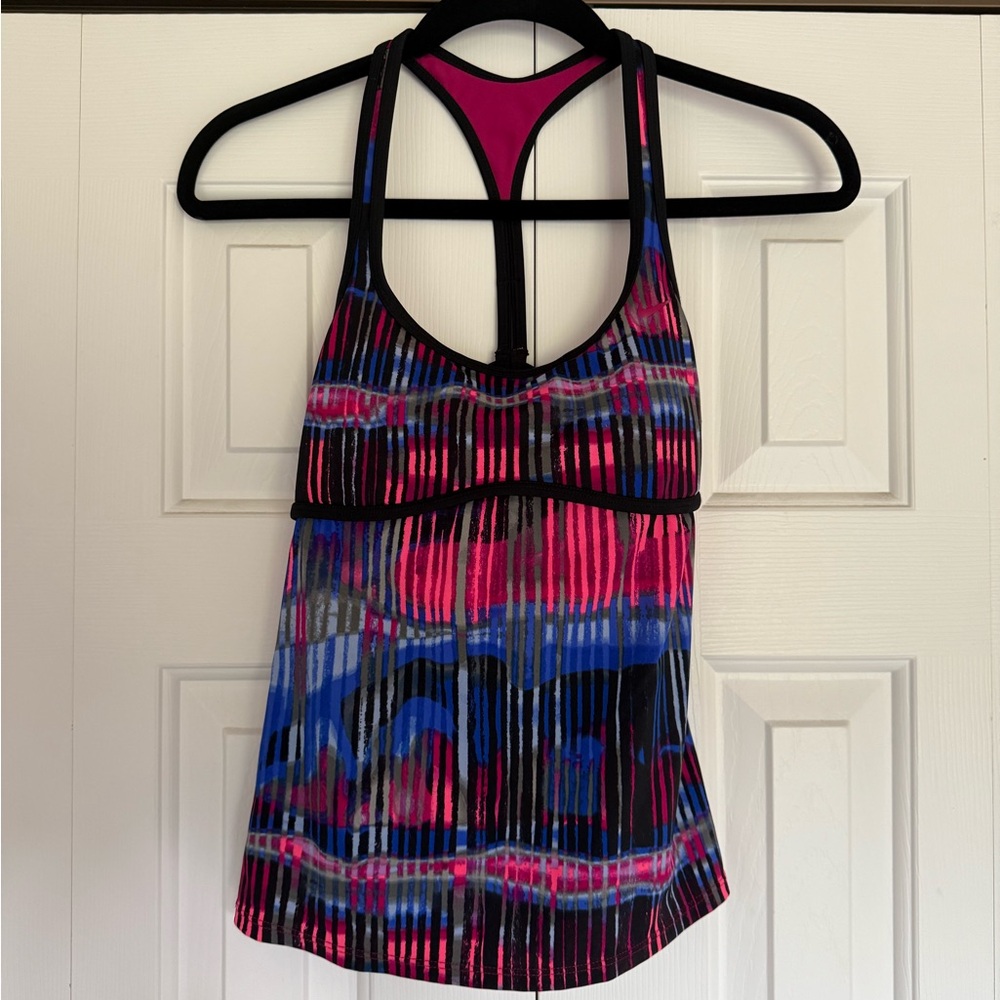 Nike Women's Vibrant Pink and Blue Tank Top